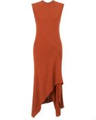 Narciso Rodriguez Burnt Orange Ruffle Hem Dress - Lyst