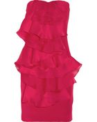 Notte By Marchesa Ruffled Strapless Silk Dress - Lyst