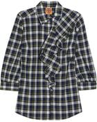 Tory Burch Rosie Ruffletrimmed Checked Cotton Shirt - Lyst