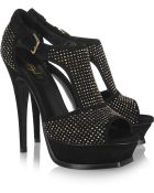 Saint Laurent Studded Suede Platform Sandals - Lyst
