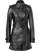 Burberry Brit Black Soft Leather Iverdown Trench Coat - Lyst
