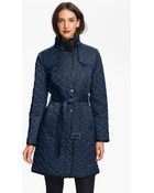 Cole Haan Leather Trim Quilted Coat - Lyst