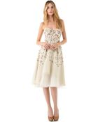 Lela Rose Embroidered Strapless Dress - Lyst