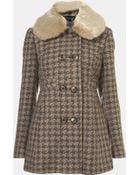 Topshop Faux Fur Collar Coat - Lyst