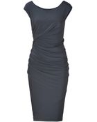 Donna Karan New York Carbon Cap Sleeve Draped Jersey Dress - Lyst