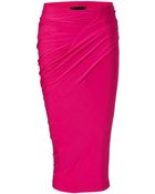 Donna Karan New York Shocking Pink Draped Jersey Skirt - Lyst