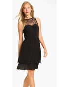 Jessica Simpson Lace Yoke Tiered Chiffon Dress - Lyst