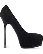 Saint Laurent Tribtoo Glitter Platform Courts - Lyst