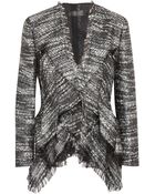 Donna Karan New York Tweed Jacket With Fringe Detail - Lyst