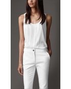 Burberry Pleated Silk Blend Top - Lyst