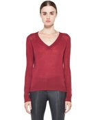Enza Costa Cashmere V-Neck Sweater in Dark Red - Lyst