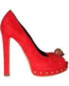 Alexander McQueen 140mm Suede Skull Open Toe - Lyst