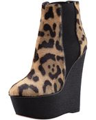 Giambattista Valli Leopardprint Platform Wedge Bootie - Lyst