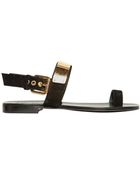 Giuseppe Zanotti Velour and Gold Plaque Thong Sandals - Lyst