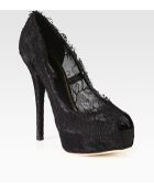 Dolce & Gabbana Lacecovered Satin Platform Pumps - Lyst