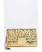 Michael Kors Studded Leather Clutch - Lyst