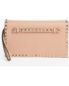 Valentino Rockstud Leather Flap Clutch - Lyst