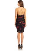 Aidan Mattox Silk Abstract Halter Dress - Lyst