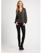 Elizabeth And James Miriam Leathertrim Silk Blouse - Lyst