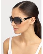 Gucci Crystal Gg-Accented Plastic Oval Sunglasses - Lyst