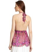 Roberto Cavalli Silk Floral Halter Top - Lyst