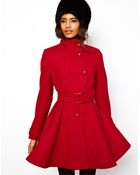 ASOS Collection Asos Fit and Flare Belted Coat - Lyst