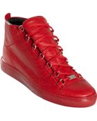 Balenciaga Arena Leather High Top Sneakers - Lyst