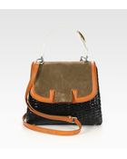 Fendi Silvana Raffia Suede Leather Bag - Lyst