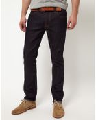 Nudie Jeans Nudie Thin Finn Organic Dry Ecru Embro Slim Fit Jeans - Lyst