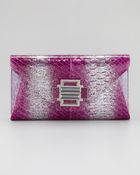 Kara Ross Electra Ombre Glitter Python Clutch Bag Magenta - Lyst
