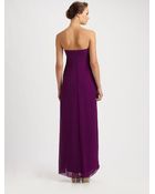 Nicole Miller Strapless Silk Gown - Lyst