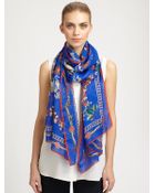 Roberto Cavalli Silk Thalassa Printed Scarf - Lyst