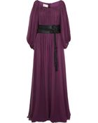 Notte By Marchesa Contrast Beltdetail Silkchiffon Gown - Lyst
