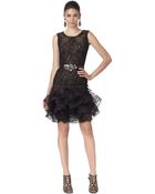 Oscar de la Renta Sleeveless Dress with Lace Hem - Lyst