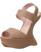 Stuart Weitzman Suede Elasticstrap Wedge Sandal - Lyst