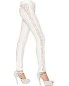 Blugirl Blumarine Slightly Waxed Cotton Denim Lace Jeans - Lyst