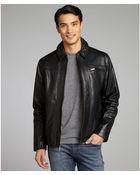 Cole Haan Black Leather Zip Front Jacket - Lyst