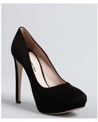 Miu Miu Black Suede Square Toe Platform Pumps - Lyst