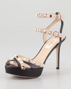 Valentino Studded Double Anklestrap Sandal - Lyst