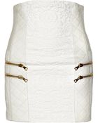 Balmain Leather Trimmed Cotton-blend Brocade Skirt - Lyst