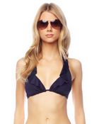 MICHAEL Michael Kors Ruffled Halter Swim Top - Lyst
