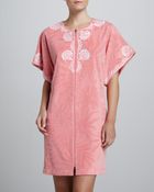 Oscar de la Renta Textured Oasis Short Robe - Lyst