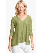 Eileen Fisher Linen Cotton V-Neck Top - Lyst