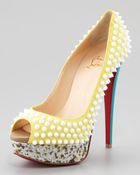 Christian Louboutin Lady Peep Spike Red Sole Pump - Lyst