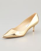 Jimmy Choo Aza Lowheel Metallic Pump Gold - Lyst