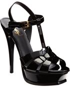 Saint Laurent Patent Tribute Platform Sandals - Lyst