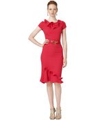 Oscar de la Renta Short Sleeve Petal Collar and Hem Dress - Lyst
