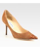 Jimmy Choo Alias Suede Crocodileembossed Leather Pumps - Lyst