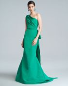 Oscar de la Renta One-Shoulder Silk Faille Trumpet Gown - Lyst