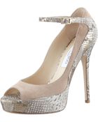 Jimmy Choo Tami Suede Metallicsnake Pump - Lyst